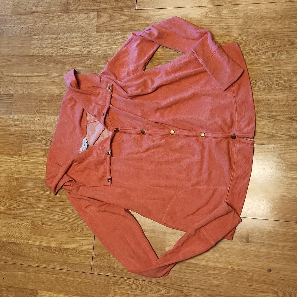 Lucky Lotus coral snap front cardigan sz XS